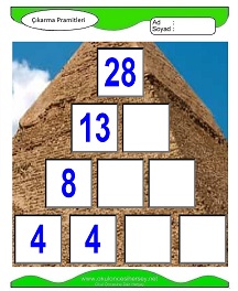 okul öncesi çocuklar için Çıkarma Pramidi çalışma sayfaları